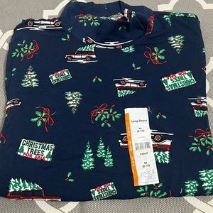 Christmas - Long Sleeve Blue Top with Cool Print